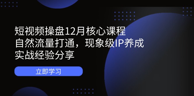 短视频操盘12月核心课程：自然流量打通，现象级IP养成，实战经验分享-云阁资源网