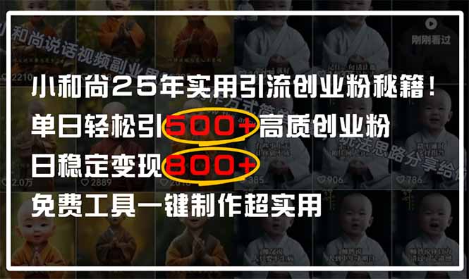 小和尚2025年实用引流秘籍！单日轻松引500+高质量创业粉，日变现800+，…-云阁资源网