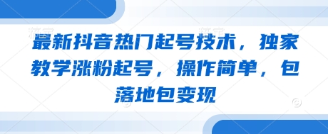最新抖音热门起号技术，独家教学涨粉起号，操作简单，包落地包变现-云阁资源网