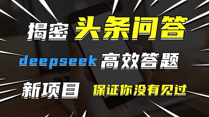 头条问答，刚出的新玩法！保证你没见过！用DeepSeek去高效答题，一个账…-云阁资源网