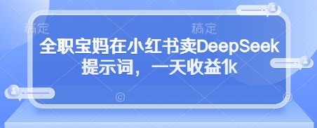全职宝妈在小红书卖DeepSeek提示词，一天收益1k-云阁资源网