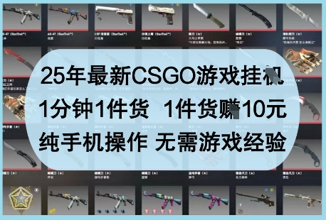 25年最新CSGO游戏挂G，1分钟1件货，1件货挣10元，纯手机操作，无需游戏经验【揭秘】-云阁资源网