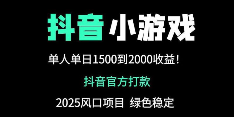 抖音官方小游戏2025全网最新玩法,暴利赚钱项目,单机日入2000+-云阁资源网