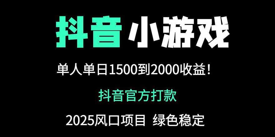 抖音官方小游戏2025全网最新玩法，暴利赚钱项目，单机日入2000+-云阁资源网