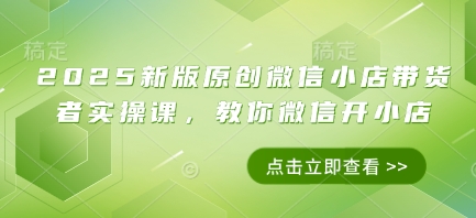 2025新版原创微信小店带货者实操课，教你微信开小店-云阁资源网