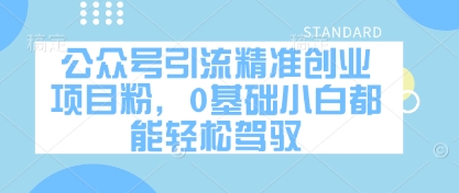 公众号引流精准创业项目粉，0基础小白都能轻松驾驭-云阁资源网