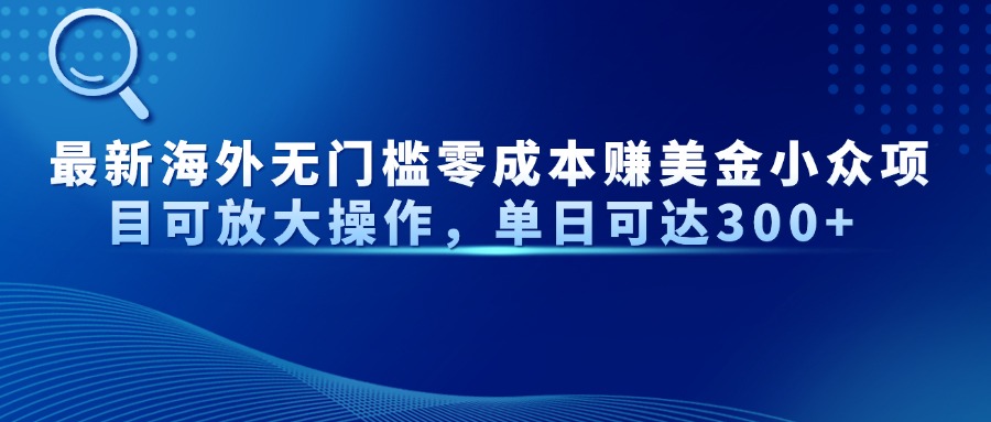 最新海外无门槛零成本赚美金小众项目可放大操作，单日可达300+-云阁资源网
