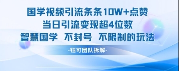 国学视频引流条条10W+点赞当日引流变现超4位数-云阁资源网