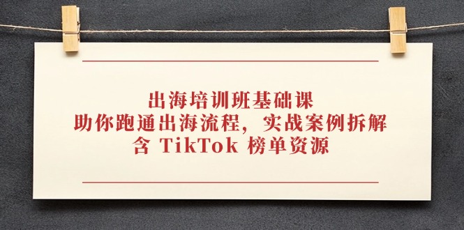 出海培训班基础课，助你跑通出海流程，实战案例拆解，含 TikTok 榜单资源-云阁资源网