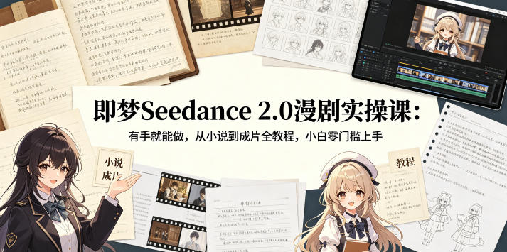 即梦Seedance 2.0漫剧实操课：有手就能做，从小说到成片全教程，小白零门槛上手-云阁资源网