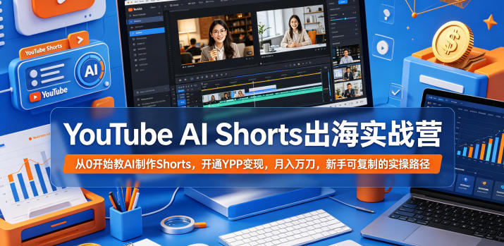 YouTube AI Shorts出海实战营,从0开始教AI制作Shorts,开通YPP变现,月入万刀,新手可复制的实操路径-云阁资源网