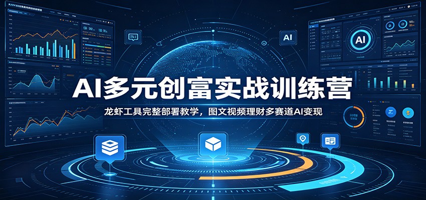 AI多元创富实战训练营：龙虾工具完整部署教学，图文视频理财多赛道AI变现-云阁资源网