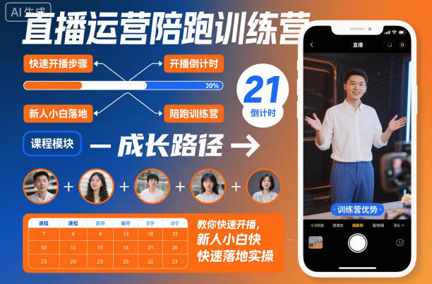 直播运营陪跑训练营，教你快速开播，新人小白快速落地实操-云阁资源网