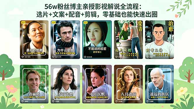 56万粉丝博主亲授影视解说全流程:选片+文案+配音+剪辑,零基础也能快速出圈-云阁资源网