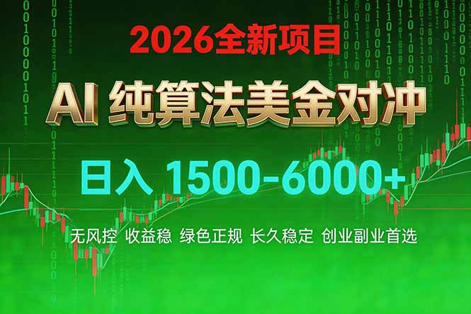 2026 全新美金对冲项目，不套平台赠金，不封号，纯算法对冲，日入 1500-6000+-云阁资源网