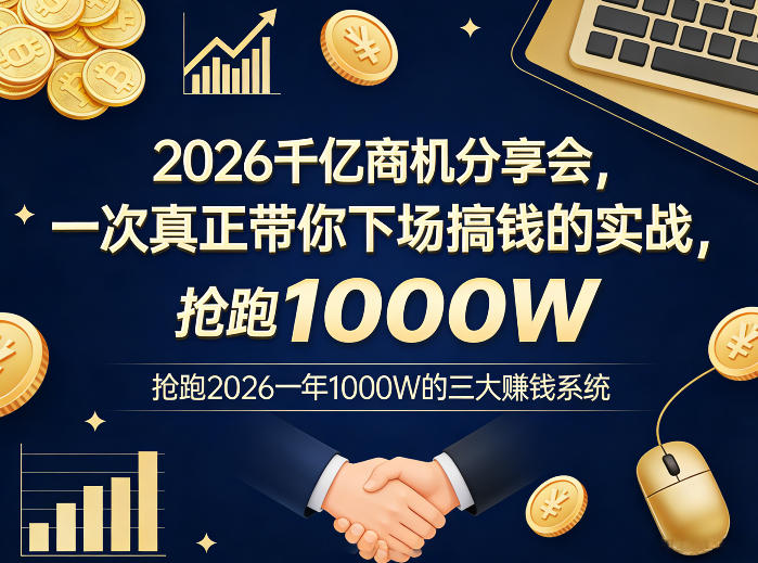 2026千亿商机分享会，一次真正带你下场搞钱的实战，抢跑2026一年1000W的三大賺钱系统-云阁资源网