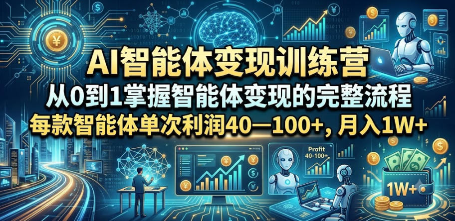 AI智能体变现训练营，从0到1掌握智能体变现的完整流程，每款智能体单次利润40—100+，月入1W+-云阁资源网