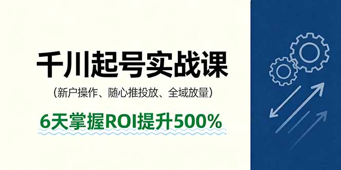 抖音千川起号实战课,新户操作,随心推投放,全域放量,6天掌握ROI提升500%-云阁资源网