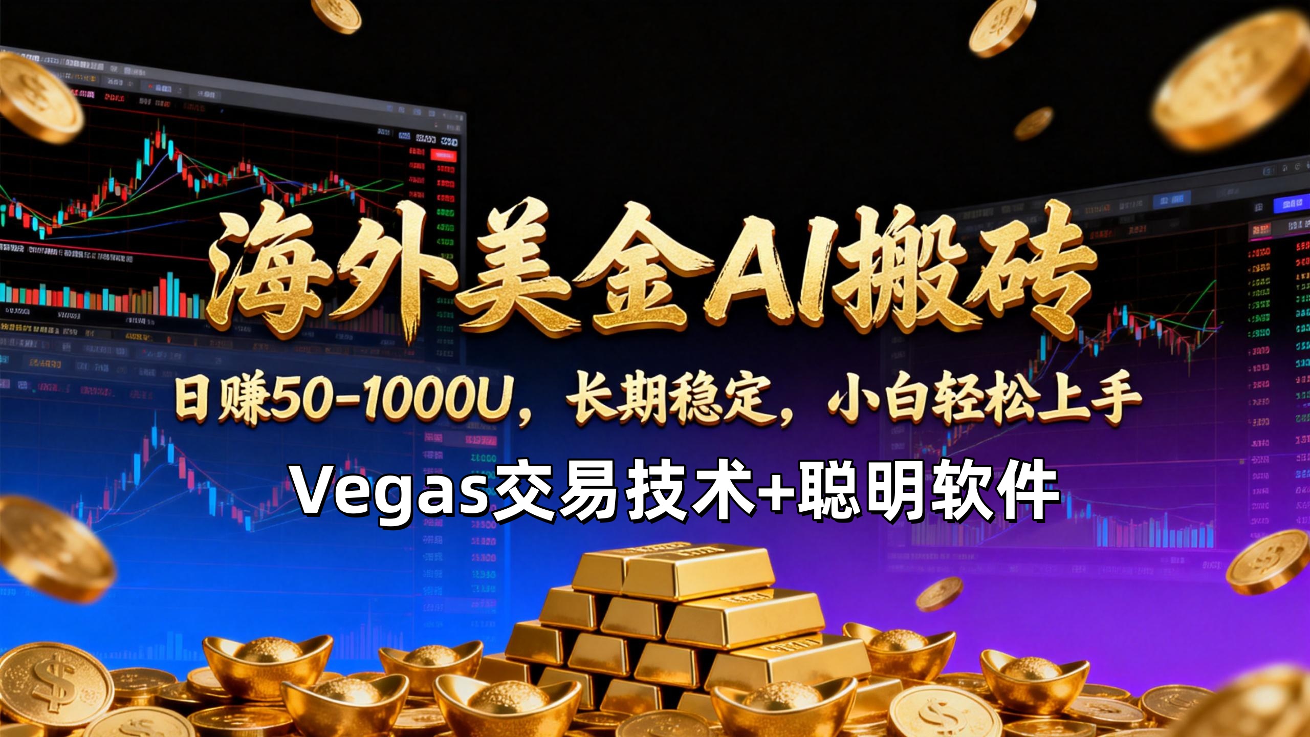 【海外美金AI搬砖】Vegas交易技术+聪明软件，日赚50-1000U，长期稳定，小白轻松上手。-云阁资源网