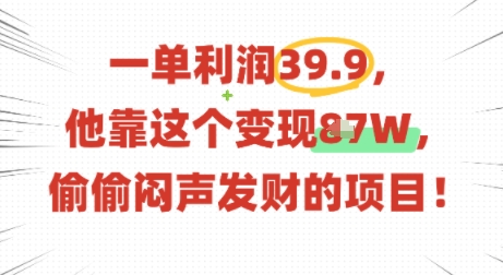 一单利润39.9，有人靠这个变现几十个，偷偷闷声发财的项目-云阁资源网