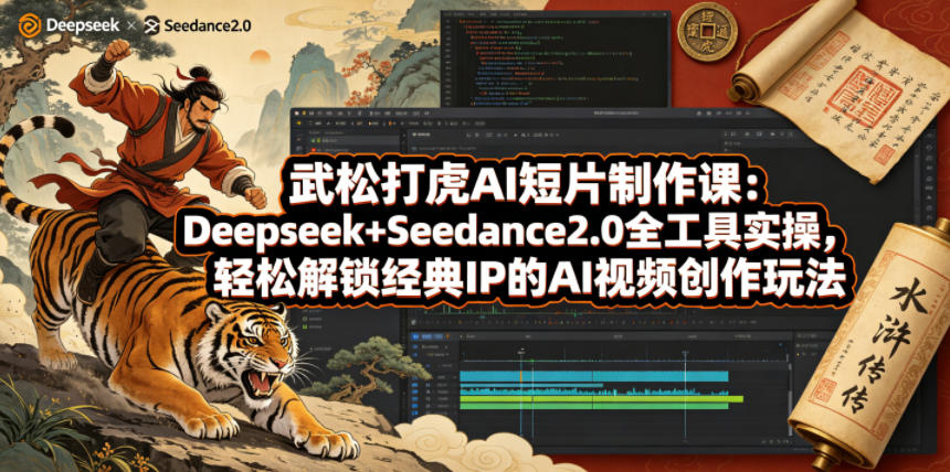武松打虎AI短片制作课：Deepseek+Seedance2.0全工具实操，轻松解锁经典IP的AI视频创作玩法-云阁资源网