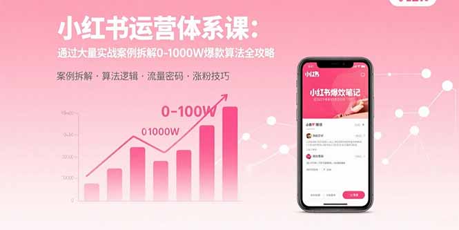 小红书运营体系课：通过大量实战案例拆解0-1000W爆款算法全攻略-云阁资源网