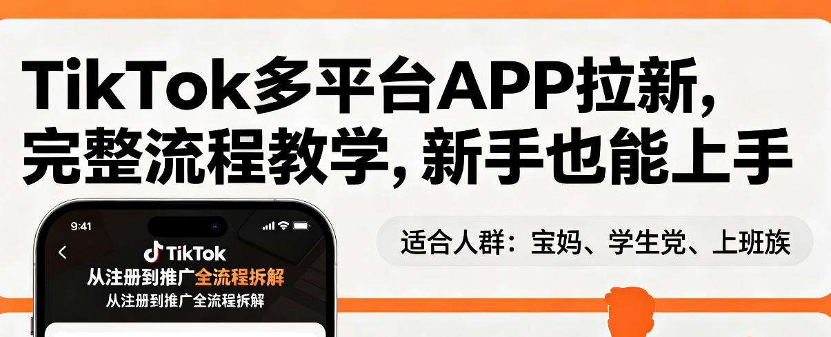 TikTok多平台APP拉新，完整流程教学，新手也能上手，轻松出海搞美金-云阁资源网