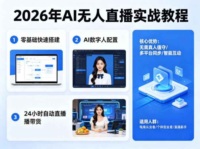 2026年AI无人直播实战教程，零基础也能快速搭建AI数字人无人直播间，实现24小时自动直播带货-云阁资源网