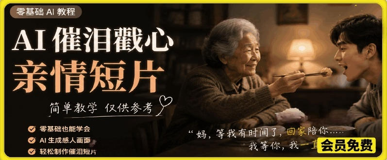 AI催泪戳心亲情短片,零基础AI教程,简单教学仅供参考-云阁资源网