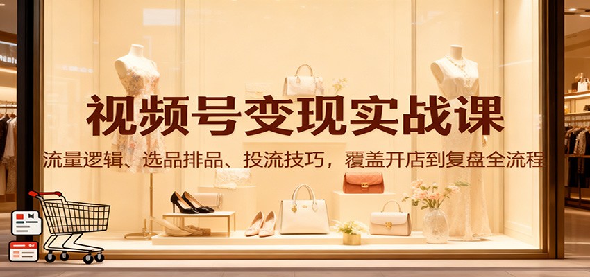 视频号变现实战课：流量逻辑、选品排品、投流技巧，覆盖开店到复盘全流程-云阁资源网