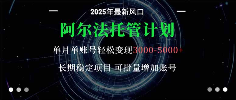 阿尔法托管计划 单账号月入3000-5000，长期稳定项目，新手小白轻松上手。-云阁资源网
