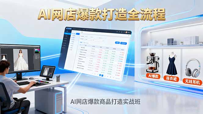 AI网店爆款商品打造实战班：AI技术实现商品图智能处理，快速搭建AI网店-云阁资源网