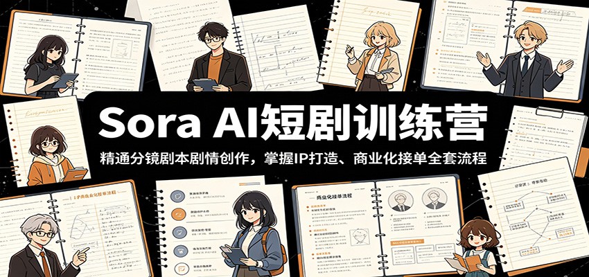 Sora AI短剧训练营：精通分镜剧本剧情创作，掌握IP打造、商业化接单全套流程-云阁资源网