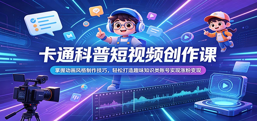 卡通科普短视频创作课:掌握动画风格制作技巧,轻松打造趣味知识类账号实现涨粉变现-云阁资源网