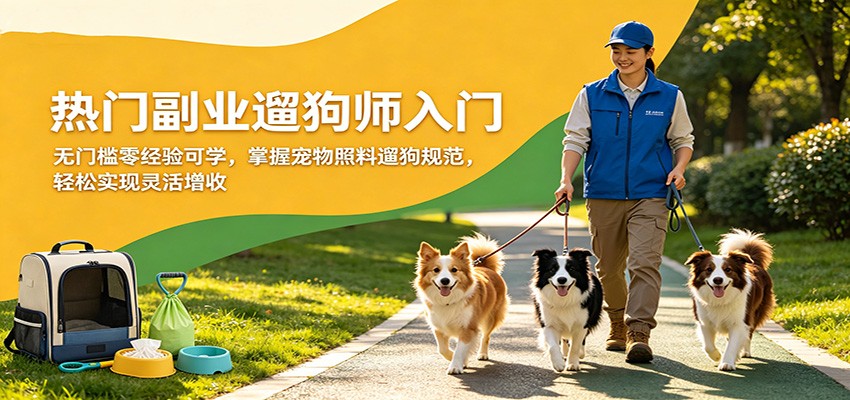 热门副业遛狗师入门，无门槛零经验可学，掌握宠物照料遛狗规范，轻松实现灵活增收-云阁资源网
