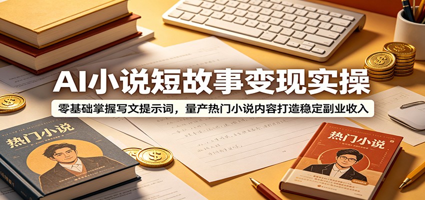 AI小说短故事变现实操：零基础掌握写文提示词，量产热门小说内容打造稳定副业收入-云阁资源网