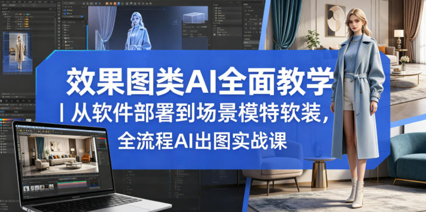效果图类AI全面教学｜从软件部署到场景模特软装，全流程AI出图实战课-云阁资源网
