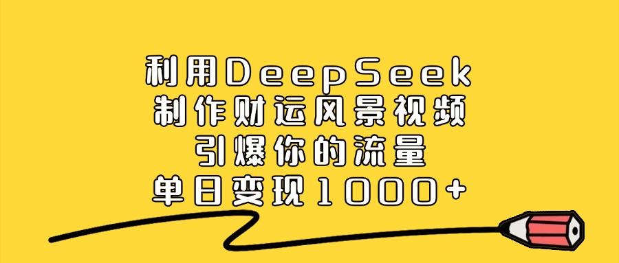利用DeepSeek制作，财运风景视频，引爆你的流量，单日变现1000+-云阁资源网