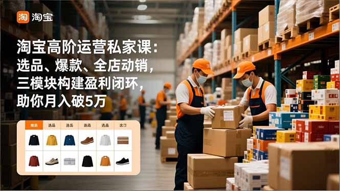 淘宝高阶运营私家课：选品、爆款、全店动销，三模块构建盈利闭环，助你月入破5万(更新12月-云阁资源网