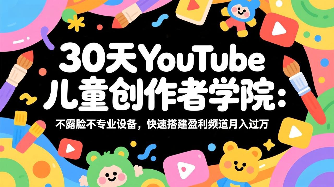 30天YouTube儿童创作者学院：不露脸不专业设备，快速搭建盈利频道月入过万-云阁资源网