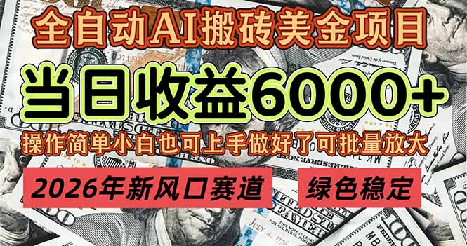 2026年新风口赛道，当日6000+以上，可批量放大，月收入20万+，长期绿色稳定的项目-云阁资源网