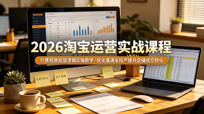 2026 淘宝运营实战课程，付费投放底层逻辑实操教学，优化直通车投产提升店铺成交转化-云阁资源网