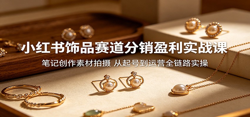小红书饰品赛道分销盈利实战课：笔记创作素材拍摄，从起号到运营全链路实操-云阁资源网