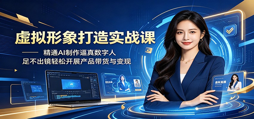 虚拟形象打造实战课：精通AI制作逼真数字人，足不出镜轻松开展产品带货与变现-云阁资源网