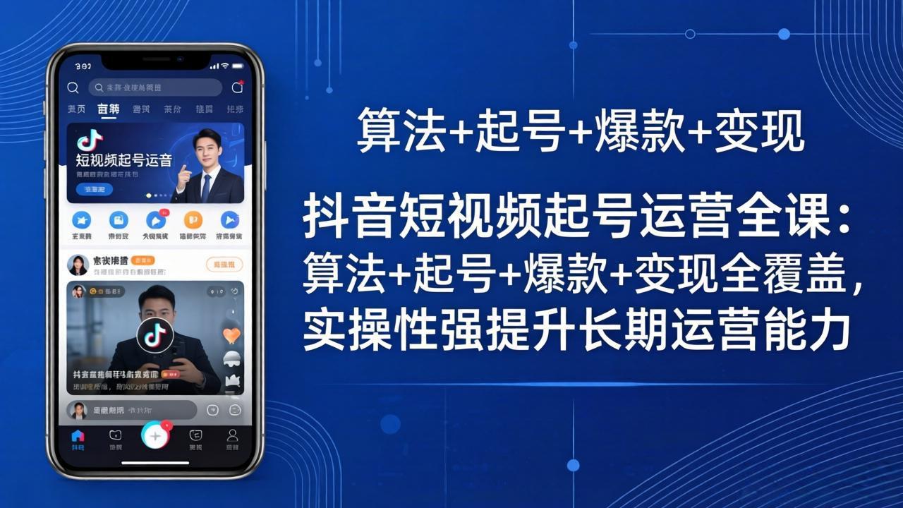 抖音短视频起号运营全课：算法+起号+爆款+变现全覆盖，实操性强提升长期运营能力-云阁资源网