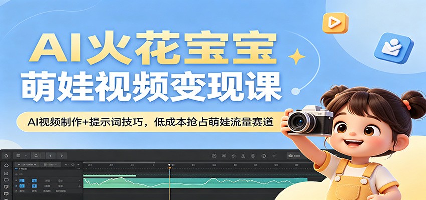 AI火花宝宝萌娃视频变现课：AI视频制作+提示词技巧，低成本抢占萌娃流量赛道-云阁资源网