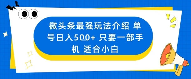 微头条最强玩法介绍一个号日入5张+只要一部手机适合小白-云阁资源网