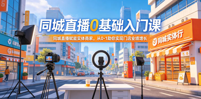 同城直播0基础入门课，同城直播赋能实体商家，从0-1助你实现门店业绩增长-云阁资源网