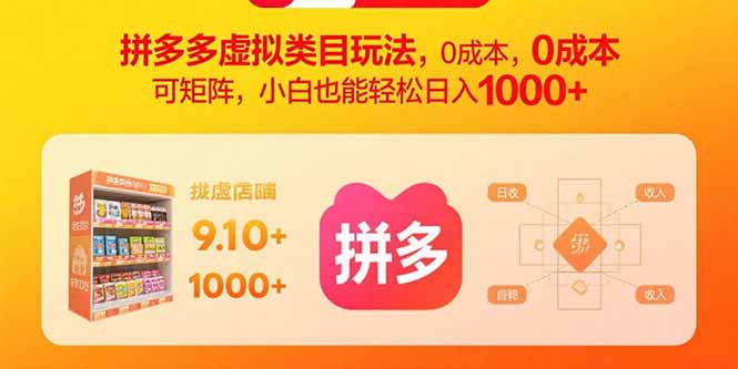 拼多多虚拟类目玩法，0成本，可矩阵，小白也能轻松日入1000+-云阁资源网