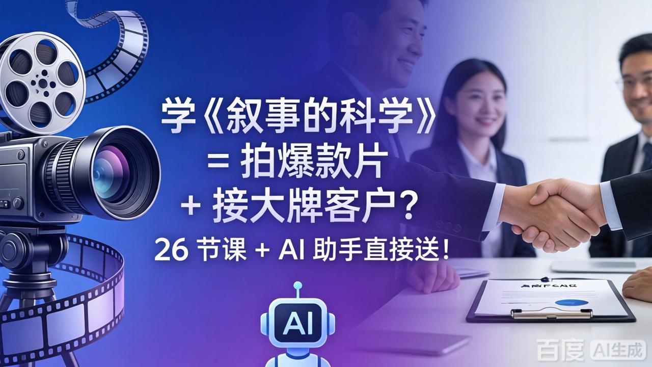 学《叙事的科学》= 拍爆款片 + 接大牌客户？26 节课 + AI 助手直接送！-云阁资源网